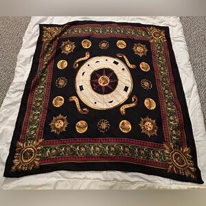 Ports 100% silk Black and Gold and Red Zodiac Scarf